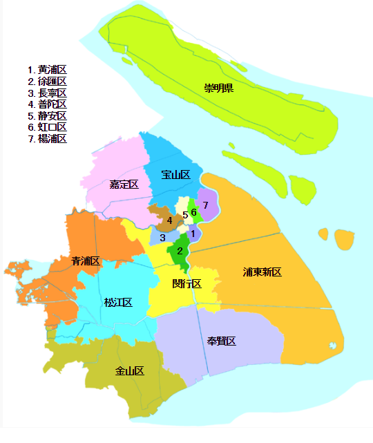上海市区名　16区　地図